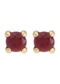 Paar Ohrstecker Firetti "Schmuck Geschenk Gold 375 Ohrschmuck Ohrringe Solit&auml;r", rot (gelbgoldfarben, rot, rot), Ohrringe, Damen, 7mm, Gelbgold 375, Paar Ohrstecker, mit Saphir, Smaragd oder Rubin