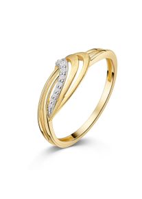 Fingerring Firetti "Schmuck Geschenk Gold 333 Damenring Ring Welle bicolor" Gr. 58, gold (gelbgoldfarben, wei&szlig;goldfarben, kristallwei&szlig;), Fingerringe, Damen, 58, Gelbgold 333, 2mm, Fingerring, mit Zirkonia (synth.)
