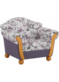 Sessel Home Affaire "Milano, bequemer Loungesessel, Landhaus-Stil, Holz-Chatosen und -F&uuml;&szlig;e", lila (flieder, flieder gebl&uuml;mt), B:102cm H:83cm T:81cm, Chenille (70% Polyacryl, 30% Polyester) auf Korpus und Zierkissen, Sitz und R&uuml;cken im Blumenmuster &raquo;Paradise&laquo; (100% Polyester);Chenille (70% Polyacryl, 30% Polyester), Sessel, Sessel
