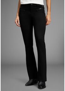 Bootcuthose Bruno Banani, Damen, Gr. 44, N-Gr, schwarz, Milano Rib, Obermaterial: 76% Polyester, 20% Viskose, 4% Elasthan, unifarben, Basic, bootcut fit lang, Hosen Bootcuthose, mit Rei&szlig;verschluss-Detail