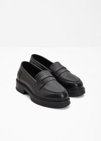 bonprix Loafer aus Leder, schwarz, Glattleder