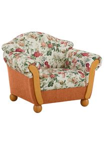 Home Affaire, Sessel &raquo;Milano, bequemer Loungesessel, Landhaus-Stil, Holz-Chatosen und -F&uuml;&szlig;e&laquo;, terrakotta/gebl&uuml;mt, Chenille (70% Polyacryl, 30% 