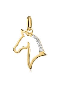 Firetti, Damen, Kettenanh&auml;nger &raquo;Schmuck Geschenk Gold 333 Halsschmuck Anh&auml;nger Pferd&laquo; () mit Zirkonia (synth.), gelbgoldfarben-wei&szlig;goldfarben-