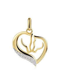 Firetti, Damen, Kettenanh&auml;nger &raquo;Schmuck Geschenk Gold 333 Halsschmuck Anh&auml;nger Pferde Herz&laquo; () mit Zirkonia (synth.), gelbgoldfarben-wei&szlig;goldfarben-