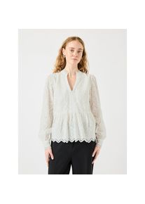 Y.A.S, Damen, Spitzenbluse &raquo;YASHOLI LS TOP S. NOOS&laquo;, Star White, XS, Bluse von YAS mit Muschelsaum