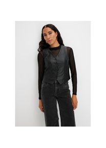 bonprix, Damen, Lederimitatweste aus Polyester, Slim Fit Passform, feminin gestaltet, schwarz, 46, schwarz, Lederimitatweste f&uuml;r einen modernen Look