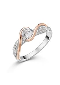 Firetti, Damen, Fingerring &raquo;Schmuck Geschenk Silber 925 Damenring Ring bicolor&laquo; mit Zirkonia (synth.), silberfarben-ros&eacute;goldfarben-kristallwei&szlig;, 