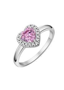 Firetti, Damen, Fingerring &raquo;Schmuck Geschenk Silber 925 Damenring Ring Herz&laquo; mit Zirkonia (synth.), silberfarben-pink-kristallwei&szlig;, 52, Lassen Sie 