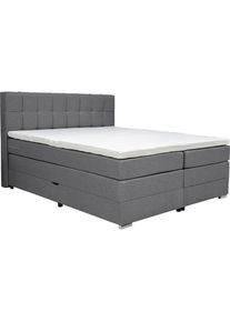 CARRYHOME Boxspringbett , Grau , Textil , H3 , 5-Zonen , H&ouml;he ca. 18 cm , 180x200 cm , Topper durchgehend, in verschiedenen Gr&ouml;&szlig;en erh&auml;ltlich , Schlafzimmer, Betten, Boxspringbetten