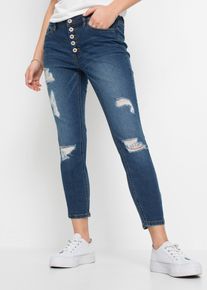 Jeans cropped strappati skinny, Blu, Taglia 42, bonprix