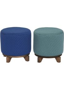 DKD Home Decor, Fussst&uuml;tze, Footrest Wood 30 x 30 x 30 cm Green Navy Blue (2 Units) (30 x 30 x 30 cm)