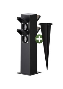 Monzana Gartensteckdose Schwarz 4er-Stecker 38x12,5x12,5cm