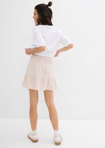 bonprix Női L&eacute;pcsőzetes szoknya szellős lenv&aacute;szon kever&eacute;kből, b&eacute;zs, 42