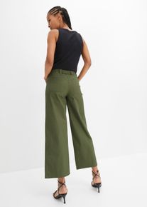 bonprix Női Wide Leg farmer, High Waist, k&eacute;nyelmes der&eacute;kp&aacute;nttal, z&ouml;ld, 42
