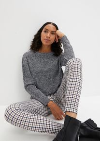 bonprix Női K&ouml;t&ouml;tt pul&oacute;ver kerek nyakkiv&aacute;g&aacute;ssal, melanzs sz&iacute;nben, sz&uuml;rke, 36/38