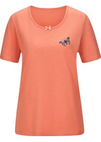 w&auml;schepur Damer Pyjamasar med capribyxa & satinrosett vit-med tryck + papaya Gr&ouml;&szlig;e 36/38