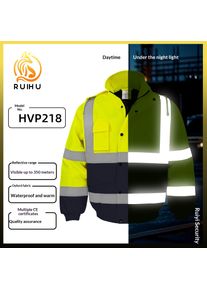 Winter High Visibility Warm Jacket for Men Fluorescent Orange Waterproof Jacket Reflective Bomber Jacket Workwear