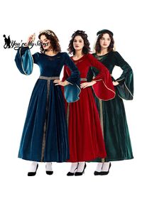 [You're My Secret] Women Medieval Costume Halloween Court Ball Flared Sleeve Princess Dress Cosplay Stage Performance Costume