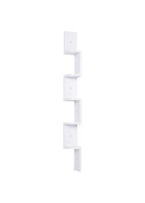HOMCOM Wooden 5-tier Corner Shelf Wall Mount Zig Zag Floating Display Rack Bookcase Hanging CD Storage Home Furniture (White) | Aosom Ireland