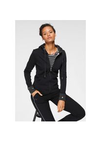 Kangaroos Sweatjacke mit bedrucktem Kapuzenfutter und &Auml;rmelaufschlag schwarz, Gr&ouml;&szlig;e 36/38