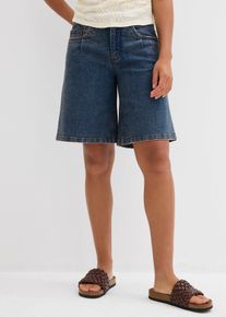 Jeansshorts med Mid Waist - bl&aring; - storlek 48 - bonprix