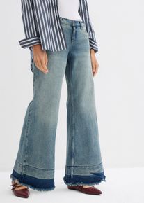 Wide Leg Jeans Mid Waist - bl&aring; - storlek 42 - bonprix