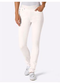 CREATION L PREMIUM Dames Comfortjeans met opschrift CLP rondom in ecru ,maat 20, Witt, 56% Katoen, 31% Modal, 10% Polyester, 3% Elastan