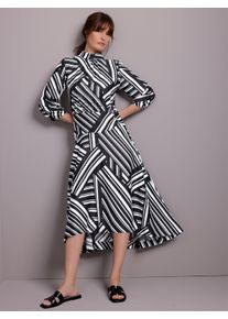 CREATION L PREMIUM Damen Maxikleid mit Grafik-Dessin in schwarz-ecru-bedruckt ,Gr&ouml;&szlig;e 36, Witt, 100% Modal