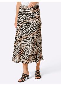 CREATION L PREMIUM Dames Comfortrok in een mix van zijde en viscose in ivoor/zwart bedrukt ,maat 40, Witt, 70% Viscose, 30% Zijde