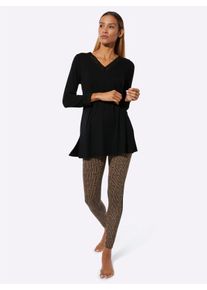 w&auml;schepur Dames Pyjama in zwart/camel bedrukt ,maat 36/38, Witt, 95% Modal, 5% Elastan