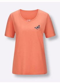 w&auml;schepur Dames Capri-pyjama's met satijnen strikje in wit bedrukt + papaja ,maat 36/38, Witt, 100% Katoen