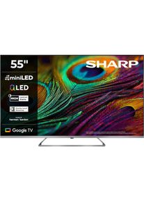 Sharp, QLED Mini LED-Fernseher &raquo;4T-C55JPx&laquo; 139 cm/55 &prime;&prime; Smart-TV, grau, Smooth Motion &ndash; Rahmeninterpolationstechnologie; Google Assistant; Google Cast