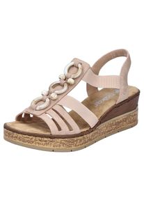 Rieker, Damen, Keilsandalette Sommerschuh, Plateausandale, Schlupfschuh mit seitlichen Gummiz&uuml;gen, hellbeige, 41, hellbeige, Sandalette mit 