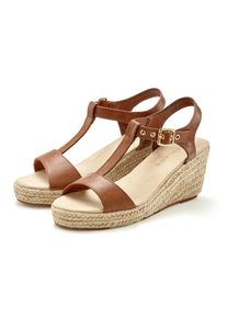 Lascana, Damen, Sandalette &raquo;Sommerschuh&laquo; Sandale, Sommerschuh mit Keilabsatz VEGAN, braun, 37, braun, Mit komfortablem Keilabsatz