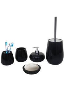 5-teiliges Badset HWC-C72, WC-Garnitur Badezimmerset Badaccessoires, Keramik ~ schwarz