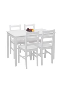 Esszimmer-Set HWC-F77, Sitzgruppe Esszimmergruppe, Massiv-Holz Landhaus 110cm ~ wei&szlig;