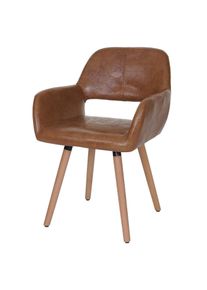 Esszimmerstuhl HWC-A50 II, Stuhl K&uuml;chenstuhl, Retro 50er Jahre Design ~ Kunstleder, Wildlederimitat, helle Beine