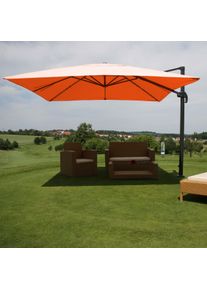 Gastronomie-Ampelschirm HWC-A96, 3x4m (&Oslash;5m) Polyester Alu/Stahl 26kg ~ terracotta ohne St&auml;nder