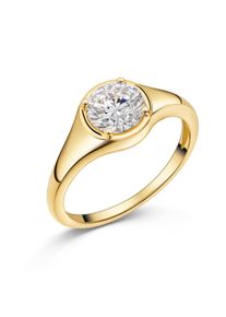 Fingerring Firetti "Schmuck Geschenk Silber 925 Damenring Ring Solit&auml;r" Gr. 60, gold (gelbgoldfarben, kristallwei&szlig;), Fingerringe, Damen, 60, Silber 925 (Sterlingsilber), 1,4mm, Fingerring, mit Zirkonia (synth.)