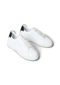 Sneaker Calvin Klein Jeans "CHUNKY CUPS LACE LTH BT AOP WN", Damen, Gr. 36, wei&szlig;, schwarz, Leder, Lederimitat, unifarben mit Farbeinsatz, Schuhe Sneaker, Schn&uuml;rschuh, Halbschuh, Freizeitsneaker mit Kontrastbesatz