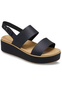 Plateausandale Crocs "Brooklyn Matte Wrap Low Wedge", Damen, Gr. 38, Croslite&trade;, schwarz (schwarz, schwarz, cashew), kontrastfarbene Details, Schuhe Plateausandale, Sommerschuh, Sandalette, Riemchensandale mit Softfu&szlig;bett