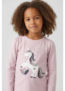 Langarmshirt name it "NMFTEARTA LS TOP", M&auml;dchen, Gr. 104, dawn pink, Jersey, Obermaterial: 95% Baumwolle, 5% Elasthan, bedruckt, unifarben, normal, Rundhals, Shirts Langarmshirt