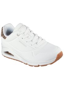 Sneaker Skechers "UNO-JUNGLE NITE", Damen, Gr. 42, bunt (wei&szlig;, leo), Lederimitat, Schuhe Sneaker, Schn&uuml;rschuh, Freizeitschuh mit Wedge-Absatz