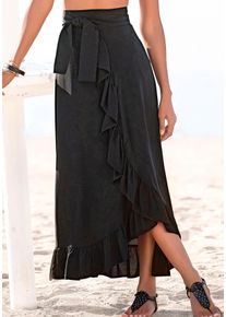 Wickelrock Lascana, Damen, Gr. 38, blau (schwarz), Web, Obermaterial: 100% Viskose, unifarben, figurumspielend lang, R&ouml;cke Wickelrock, aus gewebter Viskose, Topseller