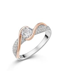 Fingerring Firetti "Schmuck Geschenk Silber 925 Damenring Ring bicolor" Gr. 54, silberfarben, ros&eacute;goldfarben, kristallwei&szlig;, Fingerringe, Damen, 54, Silber 925 (Sterlingsilber), 2,4mm, Fingerring, mit Zirkonia (synth.)