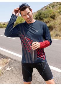 Heren Functioneel shirt met stretch in donkerblauw geprint ,maat 44/46, Witt, 90% Polyester, 10% Elastan