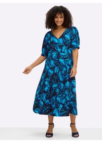 sheego by Joe Browns Dames Jerseyjurk met vlinderprint in diepblauw/koningsblauw gedessineerd ,maat 40, Witt, 95% Viscose, 5% Elastan