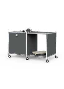 Tchibo - &raquo;Cn3&laquo; f&eacute;m kisasztal 1 leny&iacute;l&oacute; ajt&oacute;val &eacute;s g&ouml;rgőkkel - sz&uuml;rke