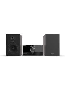 Aiwa Bluetooth-Mikrosystem mit CD-Player, USB und AUX-Eingang, 2x50W RMS, DSP-Equalizer (CD Player, Bluetooth, 2x 50 W), Stereoanlage, Schwarz