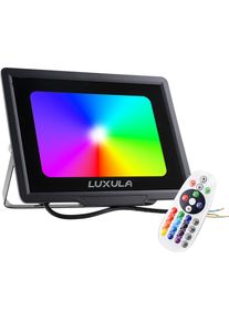Luxula, Gartenbeleuchtung, RGB LED-Fluter LX400184, 100W, IP65, schwarz, mit Fernbedienung (IP65)